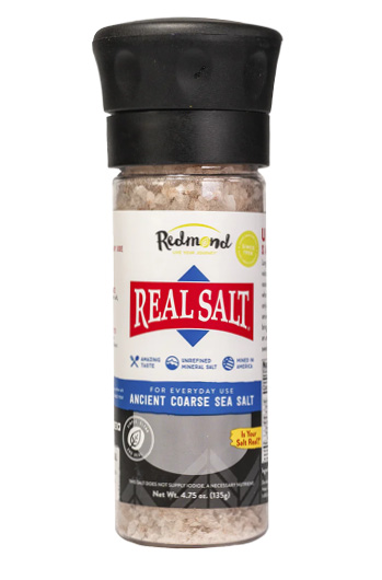 Unrefined, mineral-rich, coarse sea salt grinder.